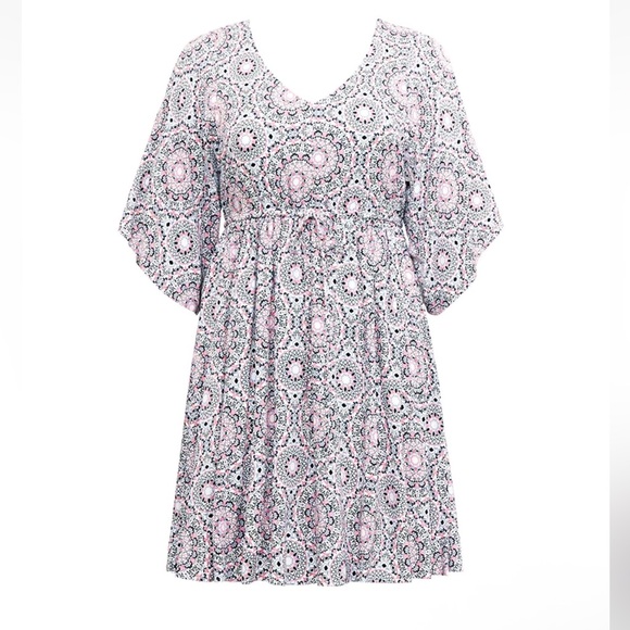 ⬇️Torrid Soft Pink and White Mandala Print Challis Dress - Picture 3 of 5